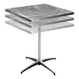 Square Swirl-Top Aluminum Café Table - Adjustable Height